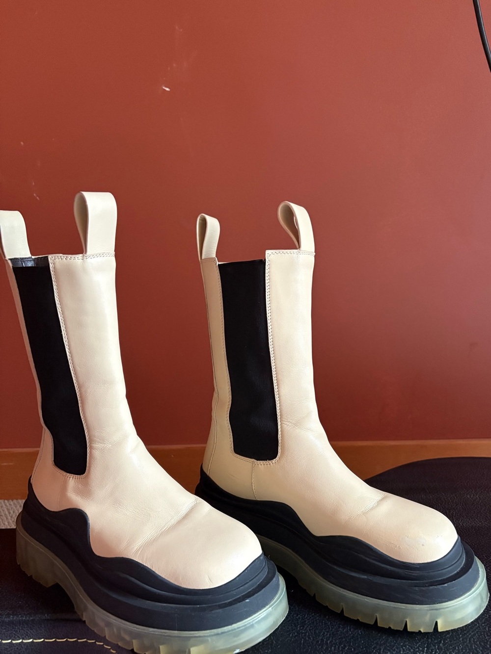 Bottega Veneta Tire Boots Limited Edition Ivory with clear soles